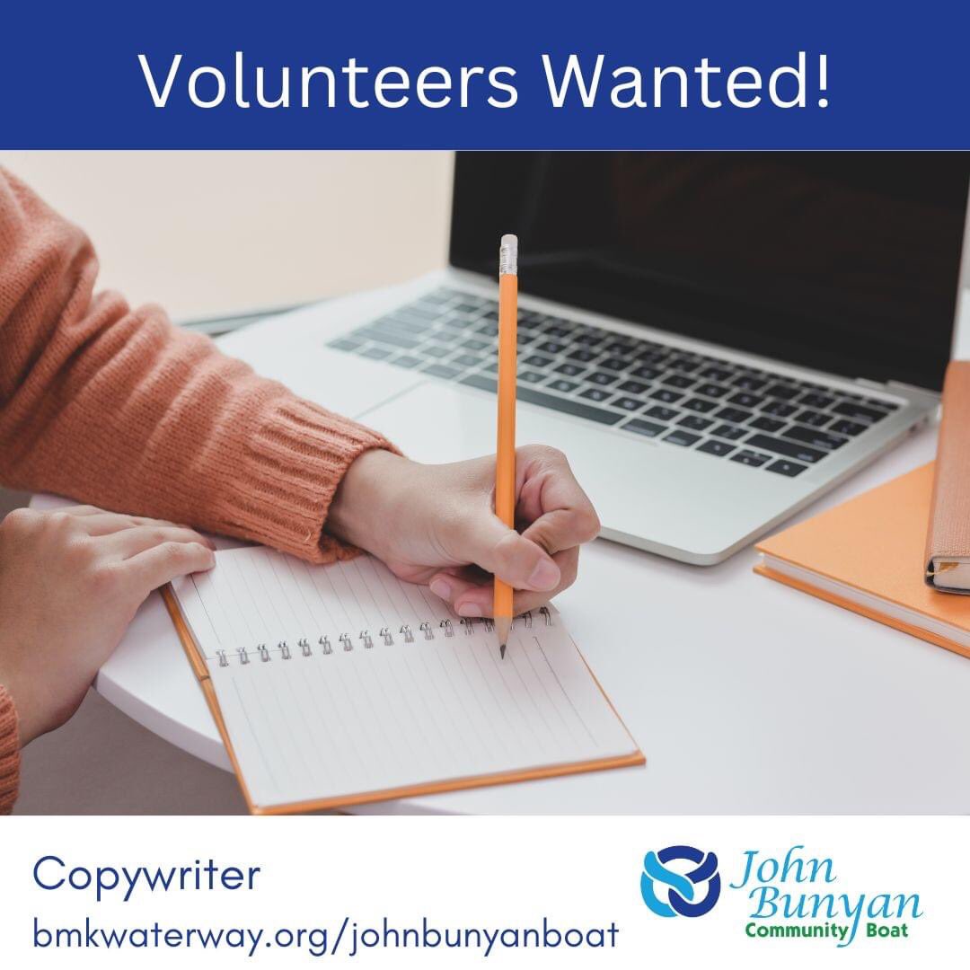 We're looking to recruit a Copywriter for the John Bunyan Boat.

If you'd like to find out more, head to

bmkwaterway.org/johnbunyanboat/

#volunteer #boat #bedford #bedfordriver #copywriter #boatcrew