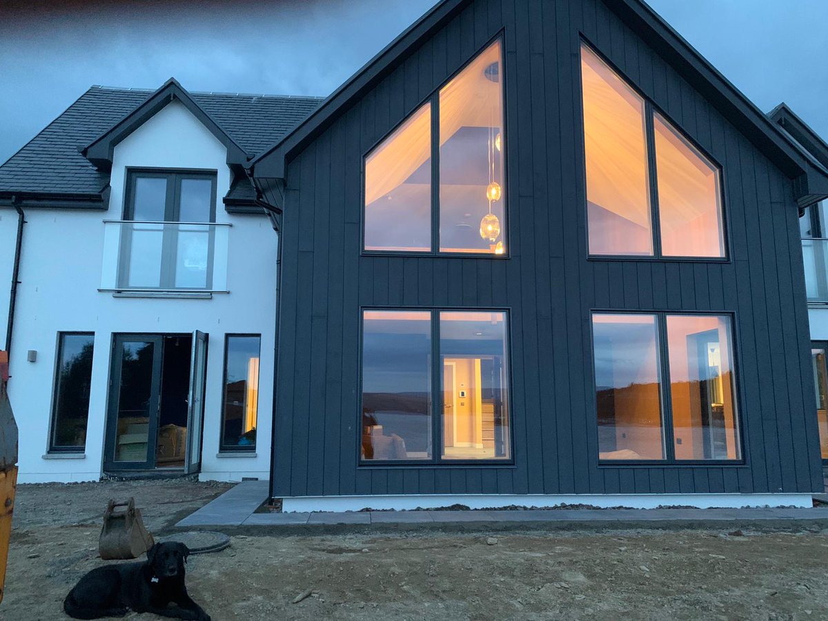 HAUStimberframe's tweet photo. We love the internal finish and lighting Colin &amp; Fiona chose in their new bespoke HAUS, great to see happy customers and pets too. How can HAUS help you?                https://t.co/TkP2K1og8m https://t.co/C7BO7i6pnW