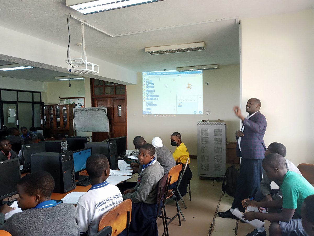 mrogers4christ's tweet photo. Lubiri SS students introduced to programming with scratch as we mark @AfricaCodeWeek 2022! Coding is a language every child must be fluent. 🙂 #ACW2022 #ACC2022 @AfricacodeweekU @coding_mindset @ictteachersug @ICTClubsUg @Kawauganda @Makerere #ICTTrsUg https://t.co/UEsrPKmCM4