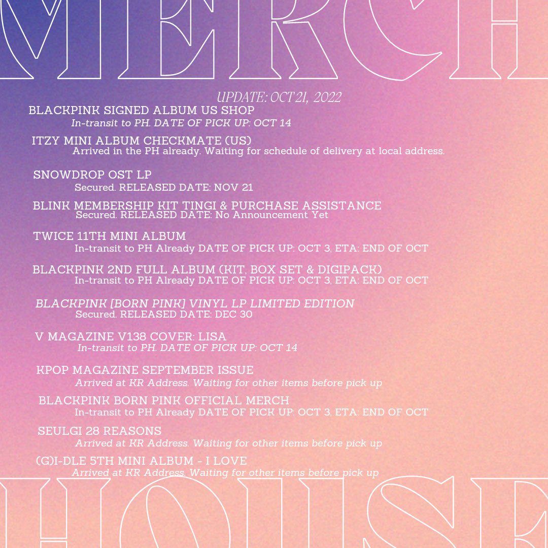 MerchHouse_'s tweet photo. #MerchHouseUpdates π
Latest updates of your orders, below kindly read π€
DM us lang po if may mga questions.
Note: All payments will be reflected in the masterlist especially DP, wala po kasi itong confirmation since not yet fully paid π€
Tysm! Happy weekend Fam! https://t.co/gTIkVgR040