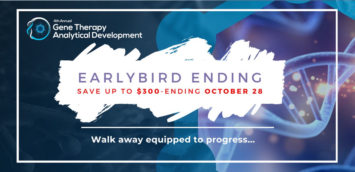 _GeneTherapy's tweet photo. Register today to save and join 300+ analytical experts to continue to develop resilient, long-lasting and robust analytical tools to enhance the safety, quality and efficacy of gene therapy products - https://t.co/qwFO6z21po 

#GeneTherapy https://t.co/P6IRagZTS2