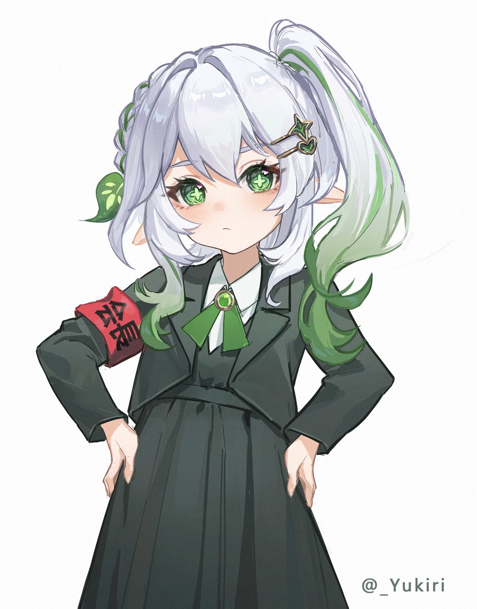 nahida (genshin impact) 1girl solo hair ornament green eyes pointy ears side ponytail green hair  illustration images