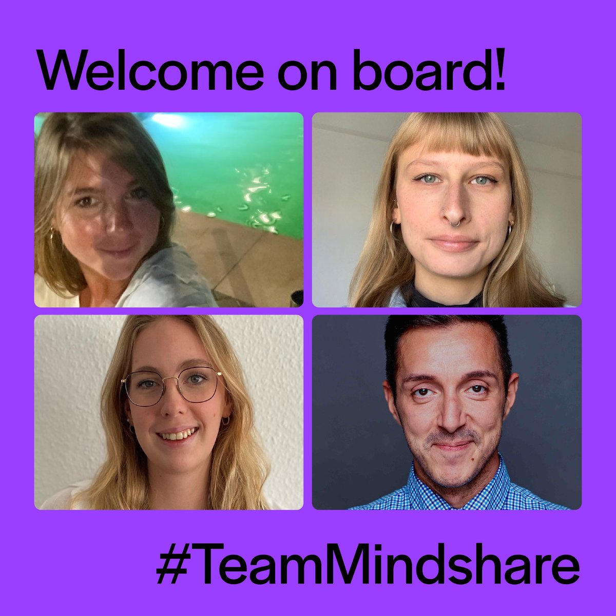 💜Welcome to the Team!💜 
Dürfen wir vorstellen: unsere Oktober-Newcomer! Wir freuen uns riesig, dass das #TeamMindshare stetig wächst und wünschen euch weiterhin einen guten Start! 🍀😊
#Newcomer #Onboarding #Welcome #Team #MindshareDE #Purple