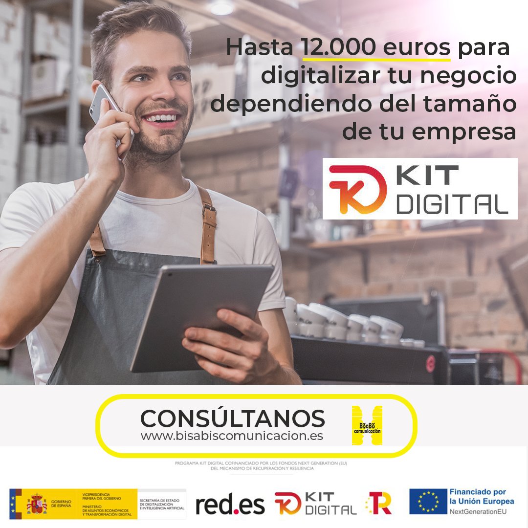 bisabiscom's tweet photo. 📲 El Kit Digital es una iniciativa @redpuntoes es, @minecogob_ 🇪🇸 que ofrece ayudas de hasta 12.000 € para digitalizar tu pyme o micro empresa.

¡Sea cual sea el tamaño de tu empresa, es el momento de digitalizarte! ¿COMENZAMOS? ❣ https://t.co/y7OiuFxD3L