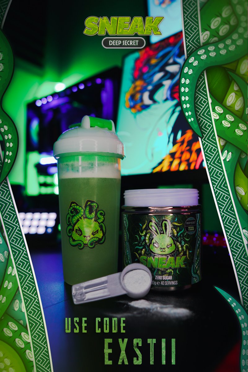 Exstii's tweet photo. 🔴 IT'S THAT TIME AGAIN! 
@SneakEnergy is releasing another incredible flavour 

🐙 DEEP SECRET 🐙
at 1:00PM BST TODAY!!

With a brand new addition to the Glow-in-the-dark collection, this time with not just the Shaker, but the TUB too! 

Use code "EXSTII" to support me 💙💜
#ad https://t.co/HdDRLzYeUW