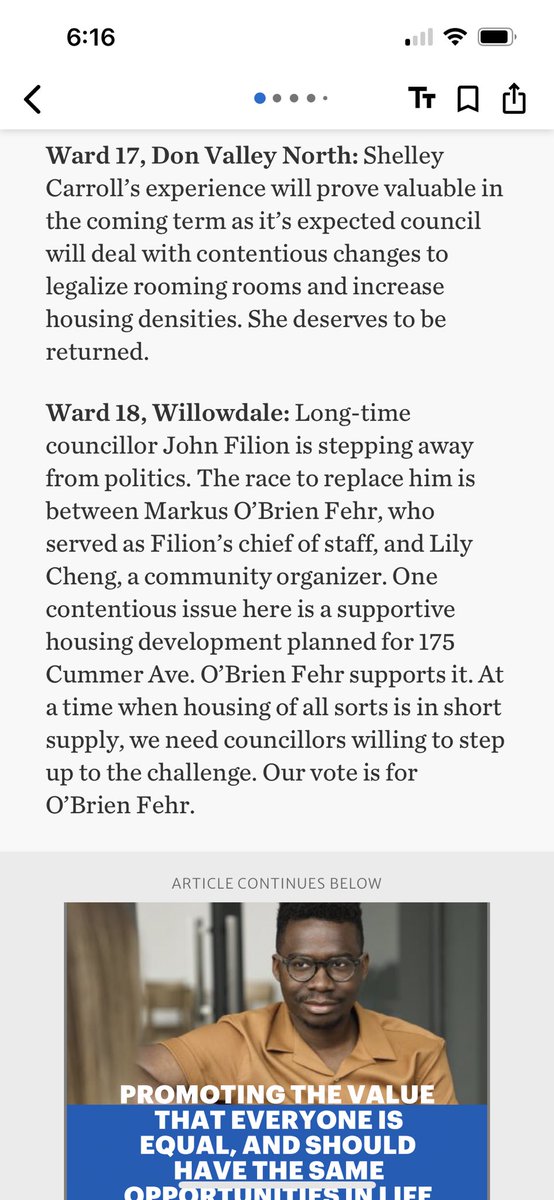 vickysanderson's tweet photo. Agree with @TorontoStar that #willowdale needs @MarkusOBF to stand up for our most vulnerable neighbours and to turn away from candidates who see them as a threat to the community. #topoli https://t.co/diNFxBXsCj