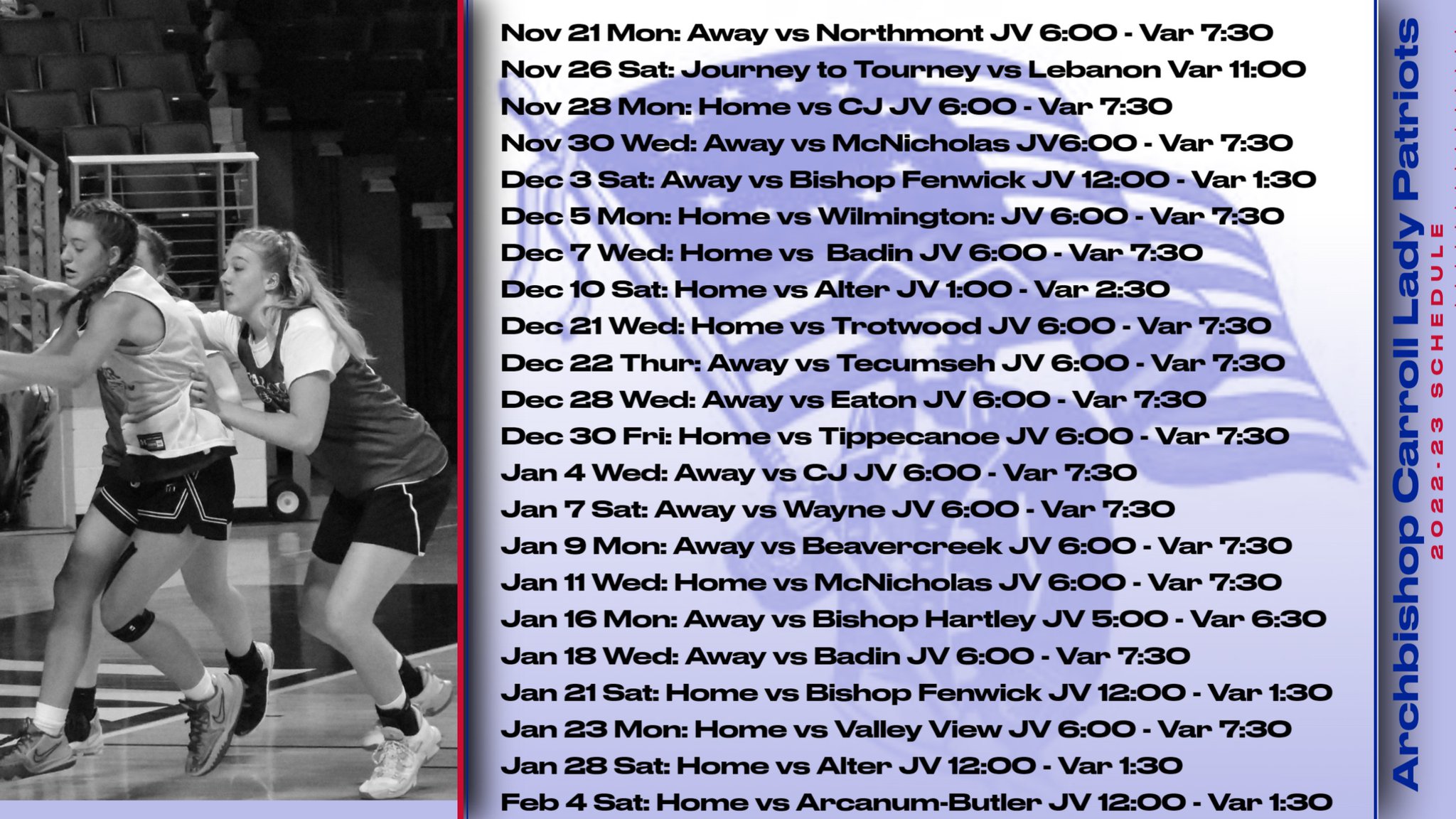 Carroll Lady Patriots Basketball on Twitter: "The Lady Patriot's basketball schedule is loaded