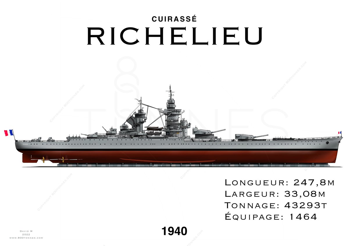 Nouveau poster disponible sur 800tonnes.com: le profil du Cuirassé 'Richelieu' à retrouver ici: 800tonnes.com/fr/14-navires-…