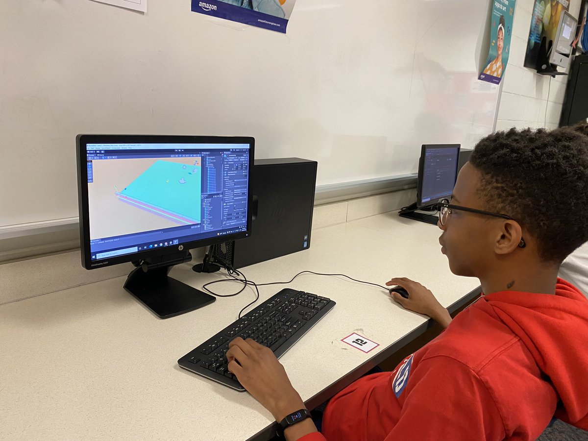 GrassfieldSTEM's tweet photo. Video games offer the mindset that allow creativity to grow!  Programming students apply the lessons learned from @MrGabelSTEM to create their first iteration of a video game 🎮. Programming is an art form! https://t.co/V65OZit5Rw