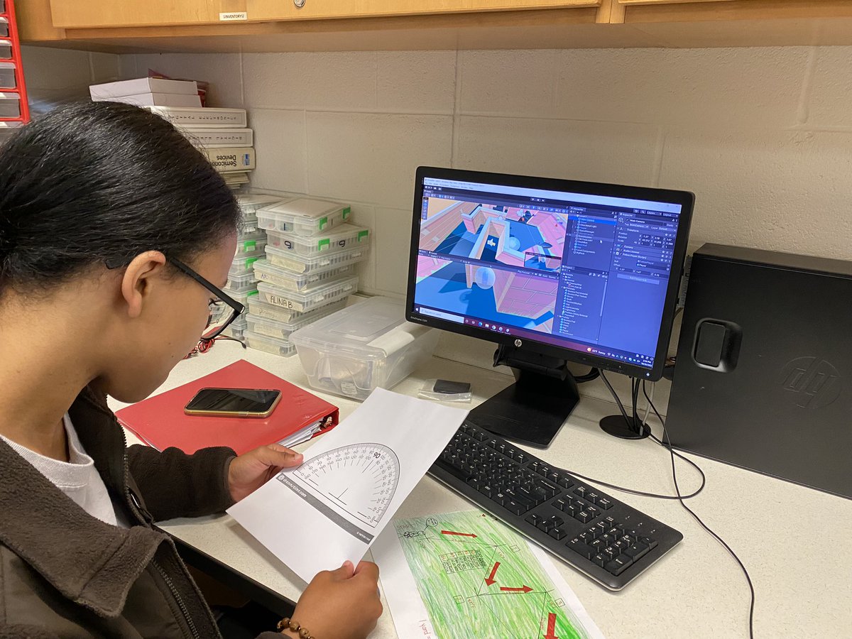 GrassfieldSTEM's tweet photo. Video games offer the mindset that allow creativity to grow!  Programming students apply the lessons learned from @MrGabelSTEM to create their first iteration of a video game 🎮. Programming is an art form! https://t.co/V65OZit5Rw