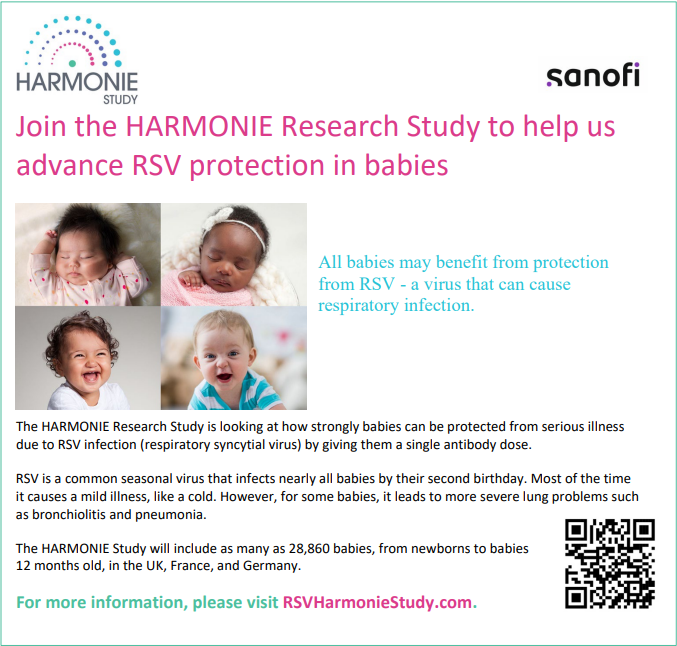 Great to hear that we have a full clinic booked next week of new parents with their babies joining the #RSVHarmonieStudy, which we are so pleased to be running <a href="/DCHFT/">Dorset County Hospital NHS Foundation Trust</a>!  Please do see the website for details and get in touch if you'd like more information rsvharmoniestudy.com/en-gb