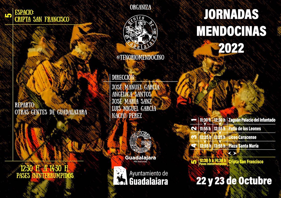 HotelGuadaCC's tweet photo. #planparaelfinde: Vuelven a diversos #monumentos 🏦 de la ciudad las Jornadas Mendocinas, aperitivo del @TenorioMendocin.🎭
📆 Sábado 22 y domingo 23.
🕰 De 11:30 🕦 a 14:30 🕝.
📍 Palacio del Infantado a cripta del San Francisco.
➕ℹ️ https://t.co/VNqSc2iczZ
#culturagu https://t.co/HhRq4mueyc