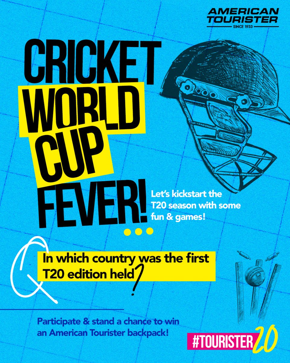 AMtouristerIN's tweet photo. Let’s spice up the T20 cricket fever with a fun contest. How well do you know the sport? Answer a few T20 questions and stand a chance to win an American Tourister backpack. https://t.co/M6KwVsfAR8