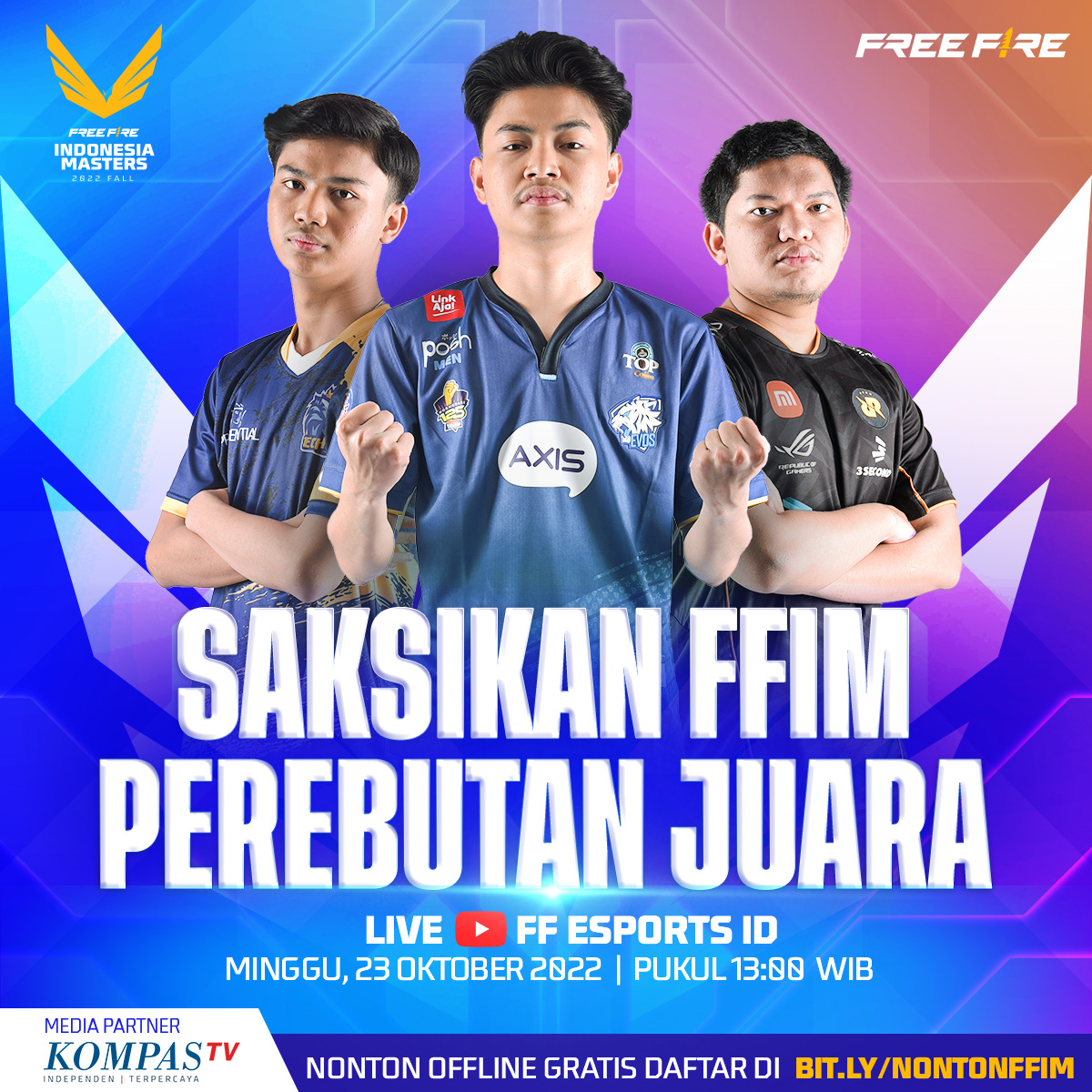 KompasTV's tweet photo. 🔥JADILAH SAKSI LAHIRNYA JUARA!🔥

Yuk, daftar nonton langsung Grand Finals FFIM di link berikut:

https://t.co/qrNxCE3H1P

#FreeFire #FFIM #Evolveyourgame #FFEsportsID #Garenaesports4id https://t.co/Z4uU3mMkb4