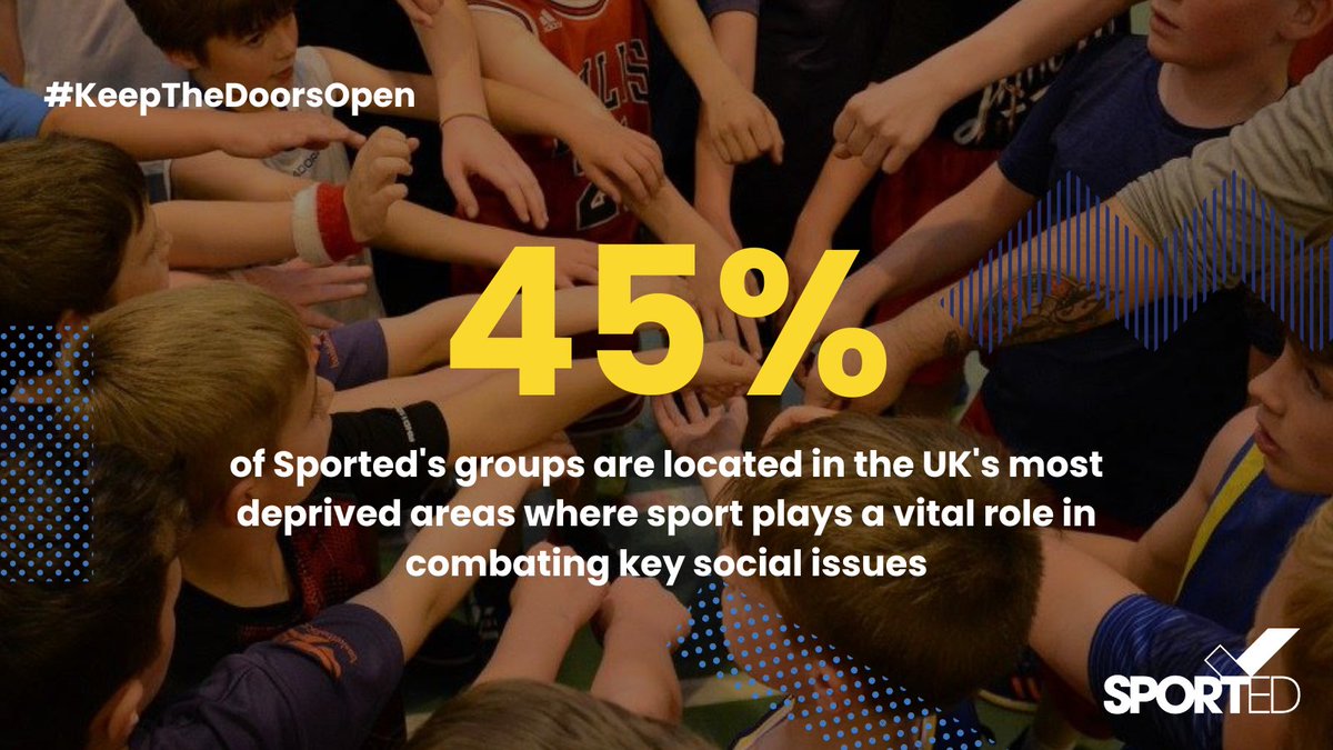 sported_UK's tweet photo. 45% of the groups in Sported network are located in the UK's most deprived areas where community sports groups play a vital role in the lives of young people.
Join our campaign #KeepTheDoorsOpen through the #CostOfLivingCrisis - https://t.co/YvNQ0kuC4u https://t.co/5VEvek4309