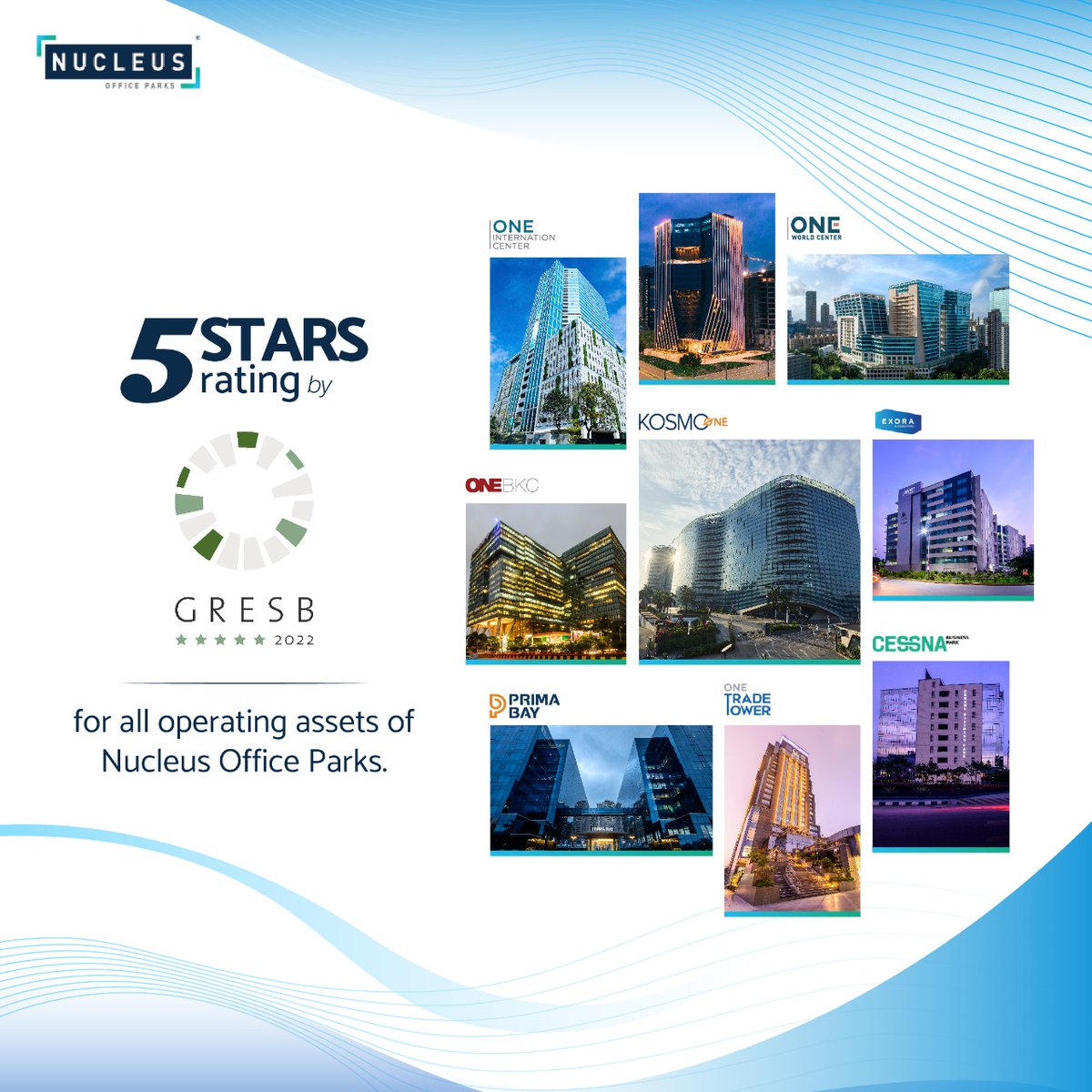 Sustainability is at the core of what we do at Nucleus Office Parks. We are humbled to announce that we have received a 5-star rating from GRESB. 

GRESB recognizes companies that have demonstrated outstanding leadership in sustainability.
#sustainability #gresb