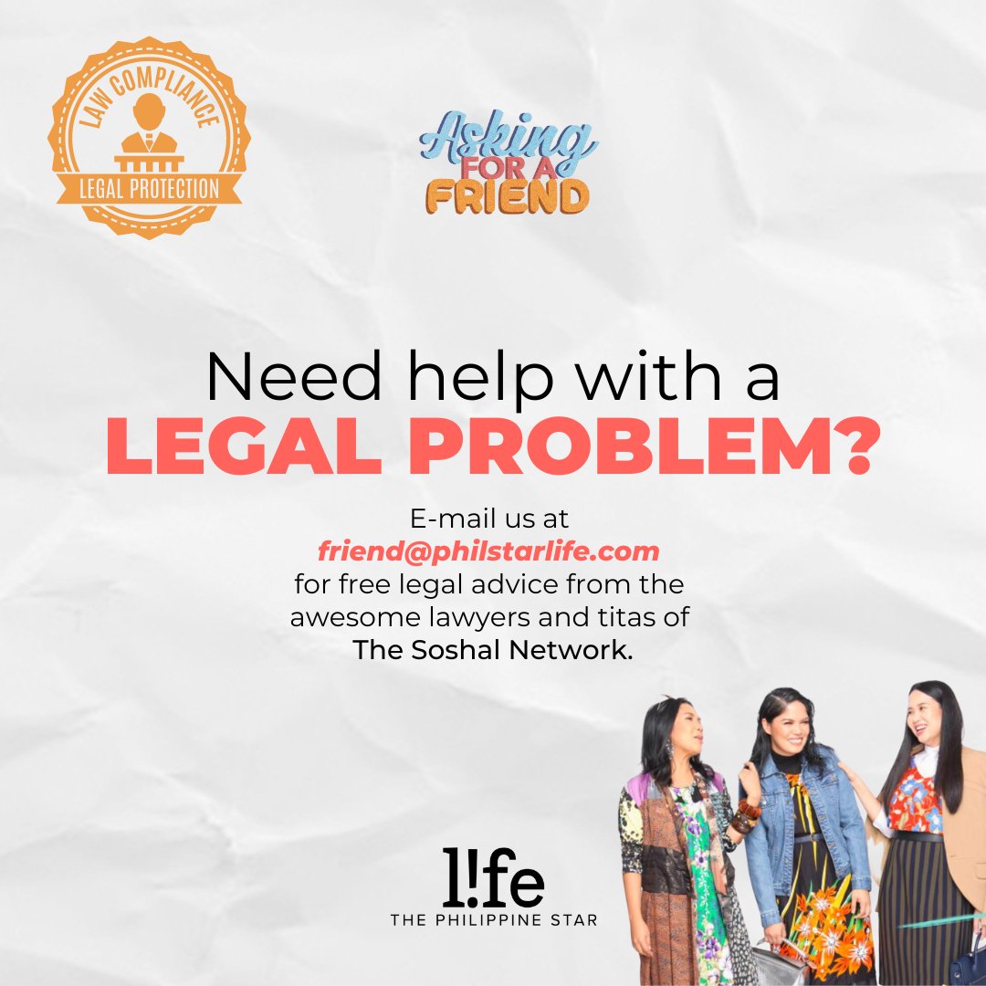 Got any legal issues keeping you up at night? Talk to us. The coolest attorneys at <a href="/dsoshalnetwork/">T.S.N.</a> are ready to answer your concerns. #AskingForAFriend | via <a href="/philstarlife/">PhilSTAR L!fe</a>