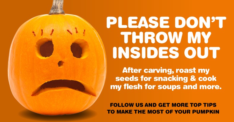 RecycleDevon's tweet photo. 22 million pumpkins go uneaten every Halloween. Don’t let your pumpkin pal be one of them. You can turn his seeds and yummy flesh into a range of tasty treats. Follow Recycle Devon for recipe ideas. https://t.co/0LZcgIJUBP
