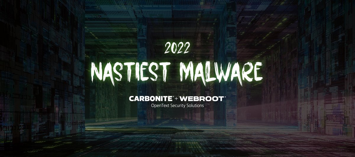 tspecteri's tweet photo. With 2023 right around the corner, malware continues to be center stage in the threats posed towards individuals, businesses, and governments. 

Check out Webroot's Nastiest Malware where we dive deep into these terrifying trends: https://t.co/gE2cbeXIH1 https://t.co/EqgPgZqTNT https://t.co/nDyWTD5NTI