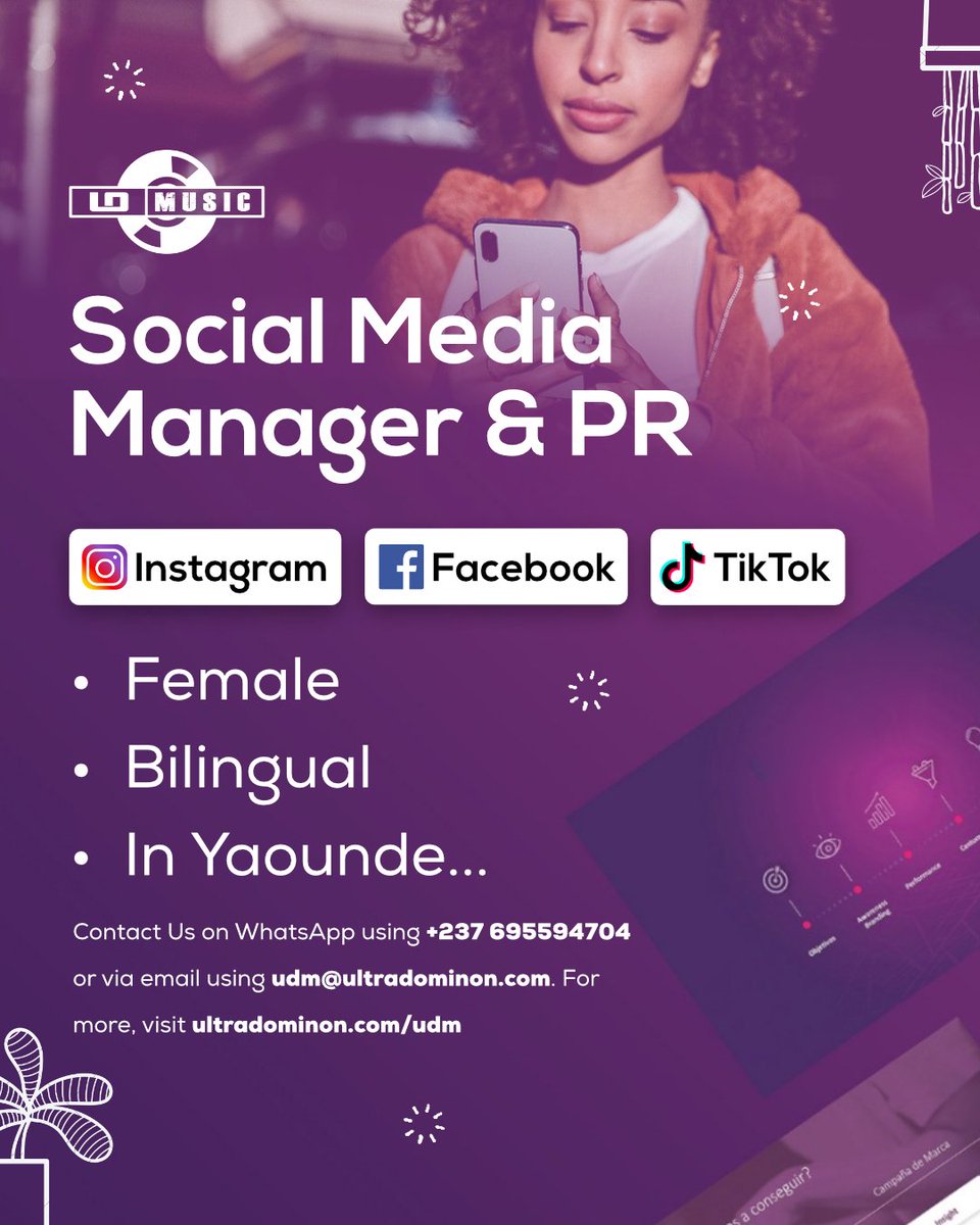udmusic_'s tweet photo. We are currently looking for a female social media manager and PR to handle our social networking platforms. Interested persons should please contact us using the details provided on the flyer BELOW. For more information, please visit https://t.co/whfmE6ey17
#udm https://t.co/74updOGdXF