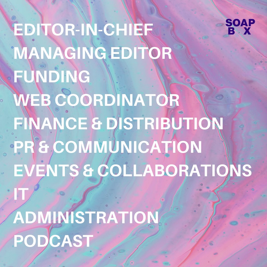 We are currently looking to expand our team! 

More details on the available roles and how to apply can be found here:
soapboxjournal.net/vacancies/boar…

Deadline: October 31st