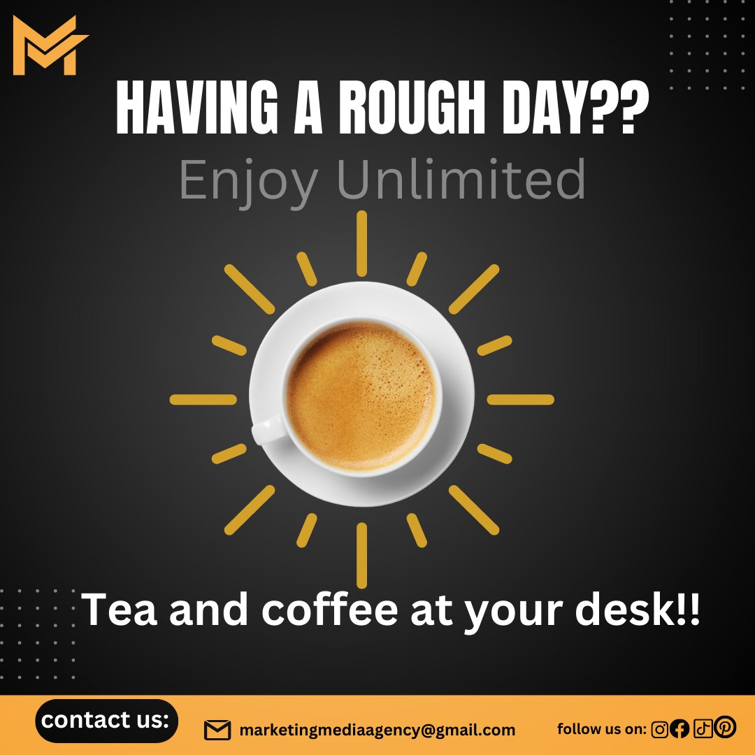 MM_Agency8's tweet photo. Having a cup of tea or coffee at your workplace will help you relax and reduce tension.

#DigitalMedia #SocialMediaMarketing #Marketing #websites #websites #ContentMarketing #MarketingPackages #marketing #SEOStrategy #creative #socialmediapost https://t.co/GMUtyxsQSK