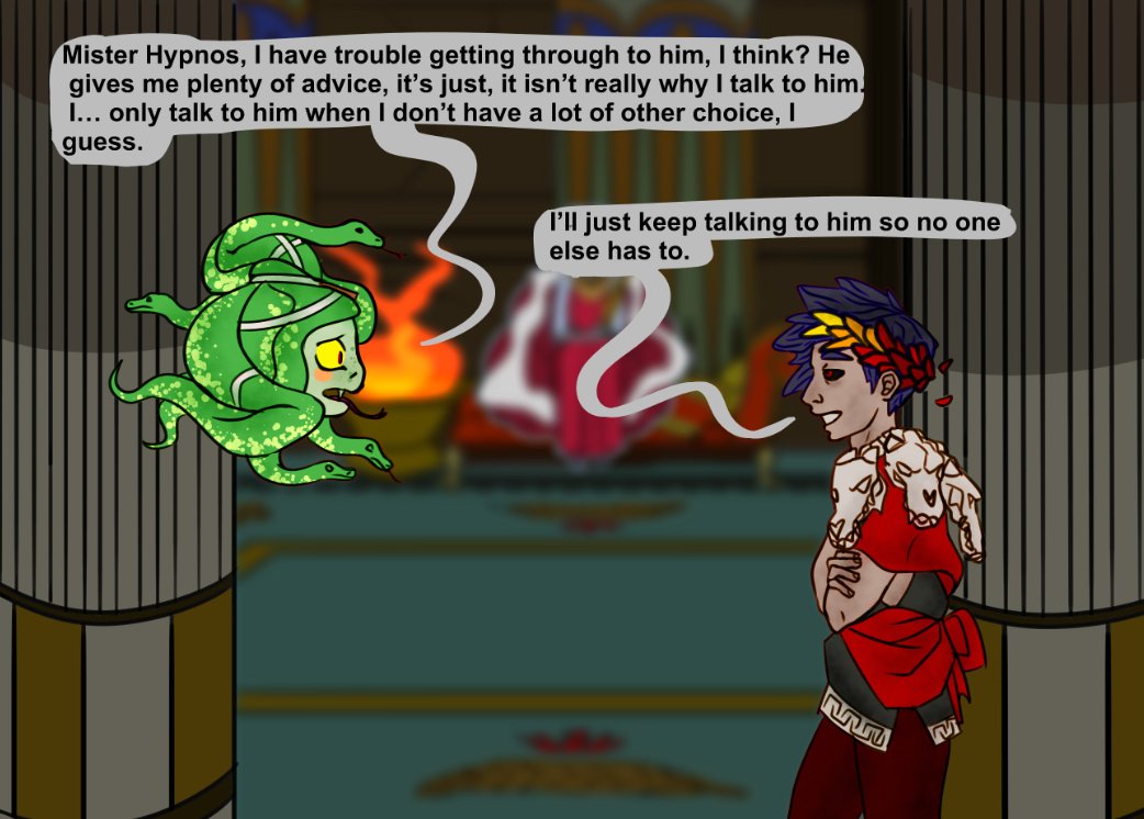 Blingblandblo's tweet photo. when i played hades, this dialogue happened *after* i installed the shortcut to the lounge :') https://t.co/FkVyDYfORl