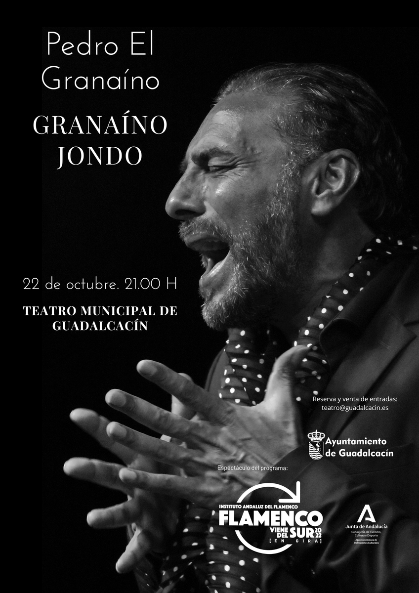 CulturaCuenta's tweet photo. Mañana, @pedroelgranain0 con  'Granaíno Jondo' en Guadalcacín, dentro de Flamenco Viene del Sur en Gira #FVSG 

Un recital de corte clásico donde  Pedro “El Granaíno” nos trae el aroma de Camarón de la Isla o Tomás Pavón:
https://t.co/RtGhY0n6aW

@CulturaAND @ElaGuadalcacin https://t.co/xvn3Xl6NFc