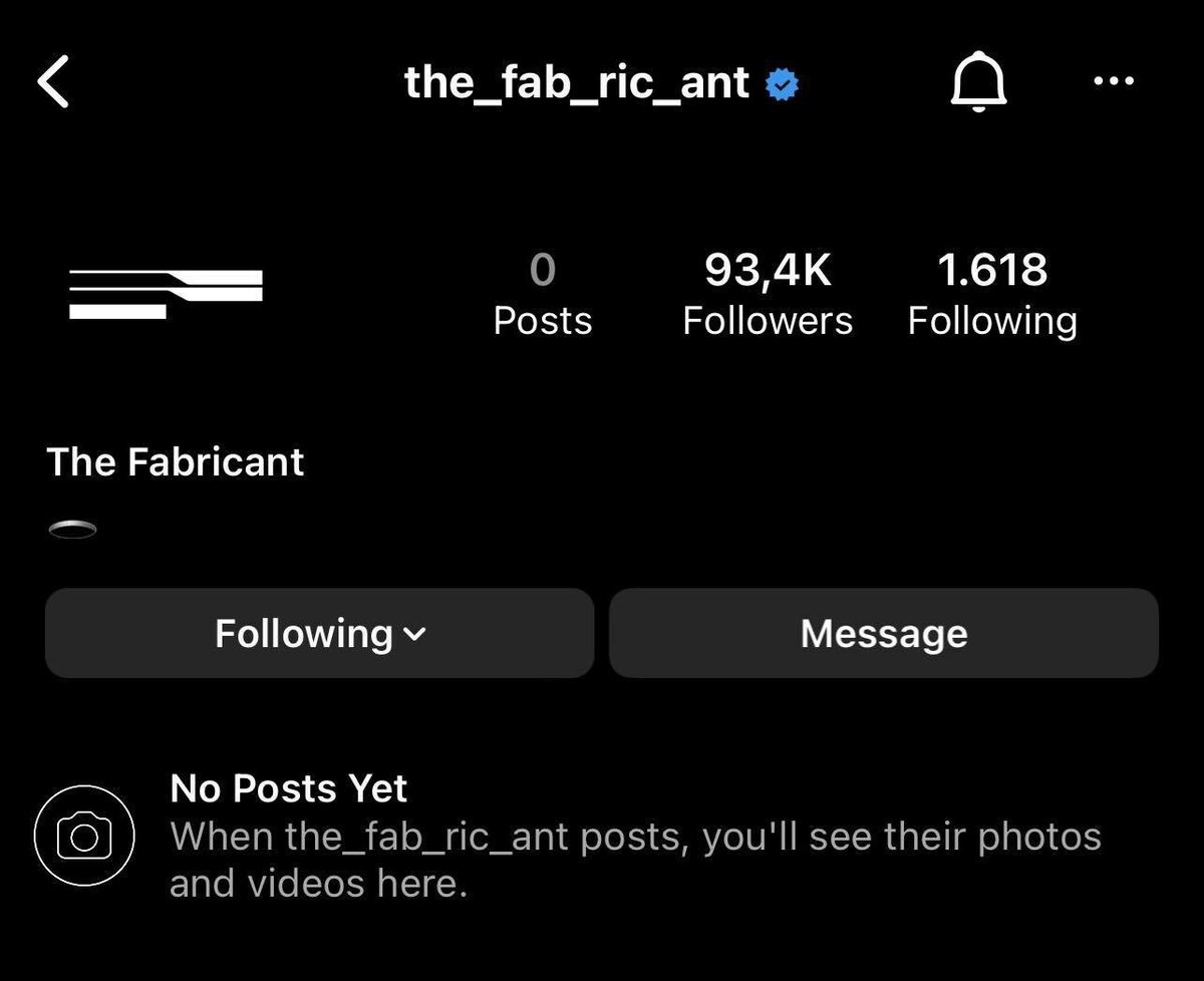 👀 <a href="/TheFabricant/">The Fabricant</a> just wiped their IG grid. What’s up!