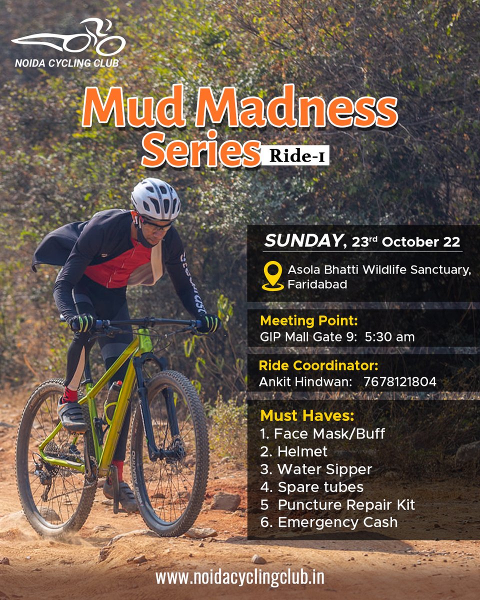 Get ready for Winter's First Trail Ride this Sunday with Noida Cycling Club at Asola Bhatti Wildlife Sanctuary.

#noidacyclingclub #noidagram #NCC #fitness #Trailride