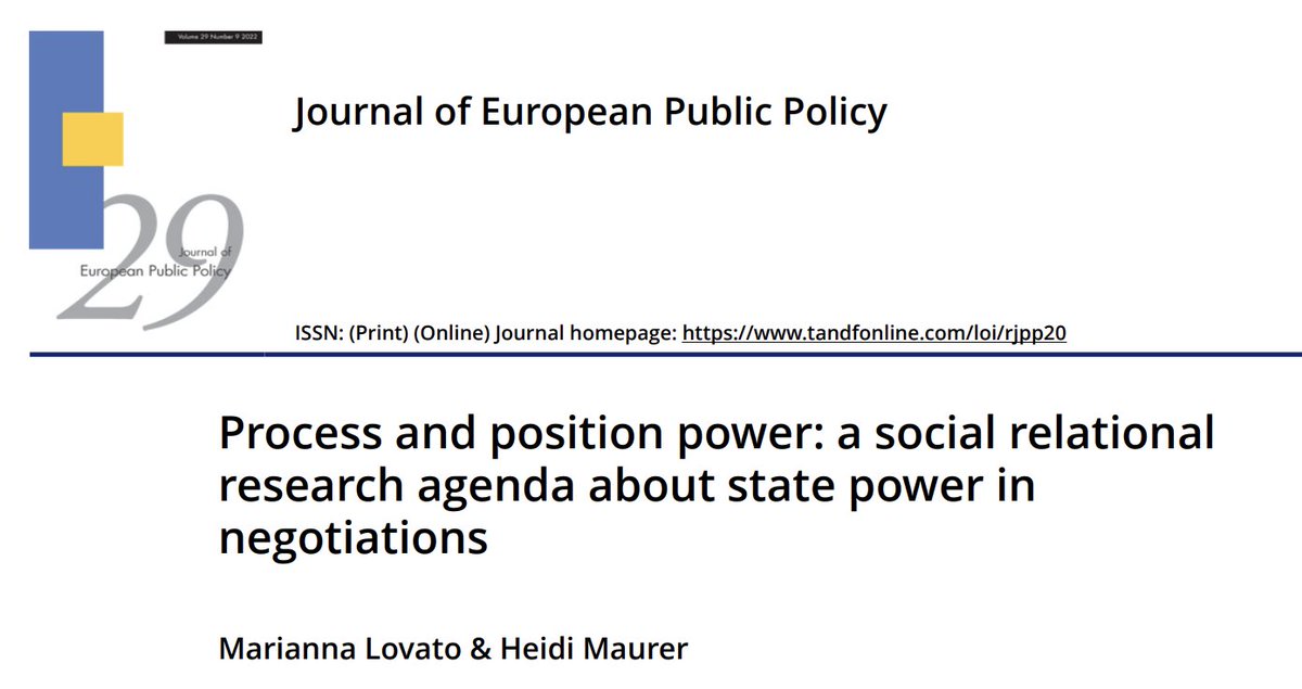 best collaborations are those where you have fun (with @lovatomary_95) and you are really proud of the result (in @jepp_journal): Process and position power: a social relational research agenda about state power in negotiations tandfonline.com/doi/full/10.10…