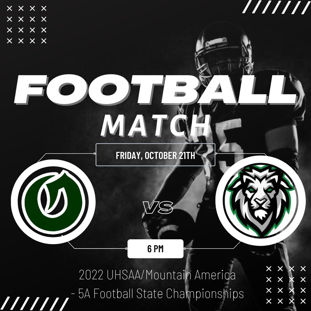 UHSAA ⚪️ Mountain America Football (@uhsaa_football) on Twitter photo 🏈 Varsity Football 🏈
<a href="/OlyTitansFB/">Olympus Titans Football</a> Vs. <a href="/payson_football/">Payson High Football</a>
OCT 21, 2022 | 6:00 PM
Get Access Code : bit.ly/3TErpXt
Let’s go!!!
<a href="/PaysonLions/">Payson High School</a> 🏈 Varsity Football 🏈
<a href="/OlyTitansFB/">Olympus Titans Football</a> Vs. <a href="/payson_football/">Payson High Football</a>
OCT 21, 2022 | 6:00 PM
Get Access Code : bit.ly/3TErpXt
Let’s go!!!
<a href="/PaysonLions/">Payson High School</a>