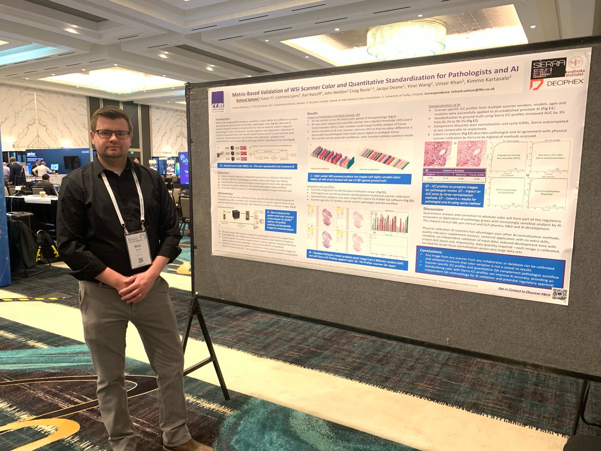 Deciphex's tweet photo. Great to see Patholytix being discussed at #PathVisions22.
This project carried out with @FFEI_Ltd showed that standardising colour with Sierra ICC profiles can improve #AI accuracy, providing an independent QA methodology for AI validation and potential regulatory approval. https://t.co/0PV3T5v4lM