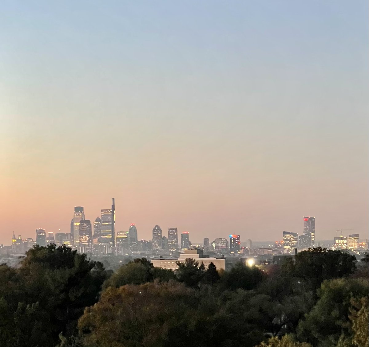 Philadelphia dawn on morning of NLCS Game 3 Day! Let’s go Phillies! #RedOctober