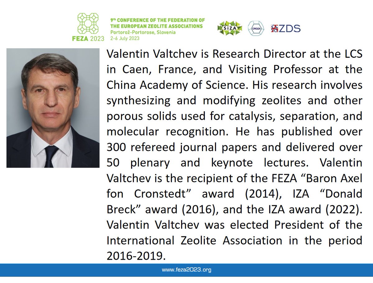 Today, we would like to introduce you to our first plenary speaker, Valentin Valtchev. He is the Research Director at the LCS in Caen, France &amp; Visiting Professor at the China Academy of Science. Please see the image below for further details. #feza2023 #Plenary <a href="/ValentinValtch1/">Valentin Valtchev</a>