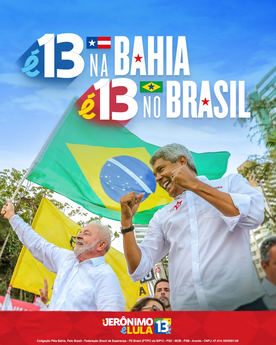 Jeronimoba13's tweet photo. #Sextou e só quem vai votar #13Láe13Cá comenta uma ⭐ aqui 👇🏾. Vamos juntos fazer a #Bahia avançar e o #Brasil voltar a ser feliz com #JeroLula!  #Vote13 https://t.co/agR0puAQqD