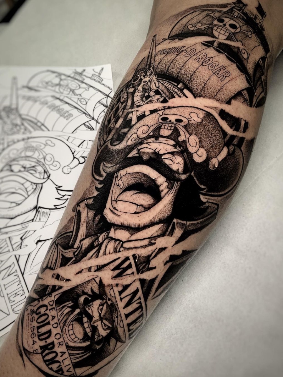 Andre Alioti \u003e Gol D. Roger (One Piece) #tattoo #ink #art, image size:900x1200
