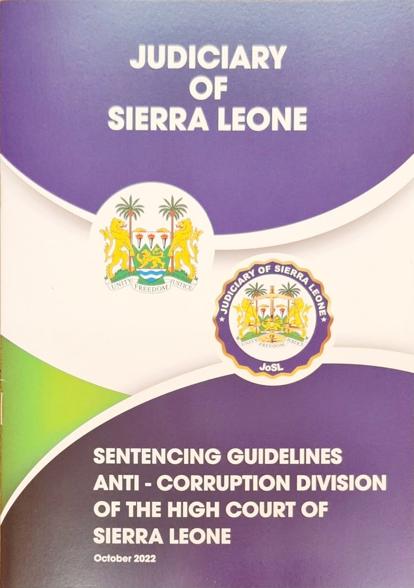 In the ongoing anticorruption revolution in Sierra Leone, Working with our partners @pro Bono Network, @SierraLeoneHCUK, etc. we have developed 3 policies for the Judiciary and ACC: 1. NON-PROSECUTION POLICY 2. PRACTICE DIRECTION for Corruption Cases 3. SENTENCING GUIDELINES