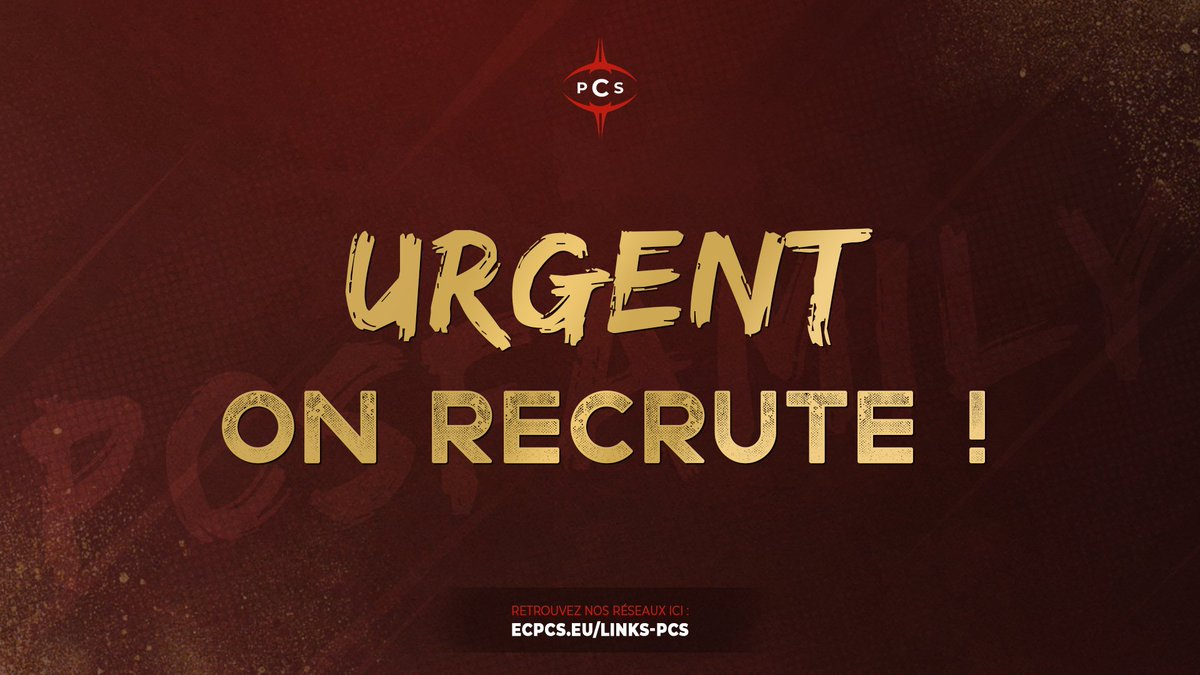 🔴| RECRUTEMENT |⚫

Notre team #LeagueOfLegends PCS Orion, de niveau high platine et présente depuis 2 ans sur la scène amateur, recherche :

➡️Un(e) manager(euse)
➡️Un(e) coach

📩Mail : comitepolejeux@project-conquerors.com Discord : GolGote#9755

#esport #RiotGames #PCSFAMILY