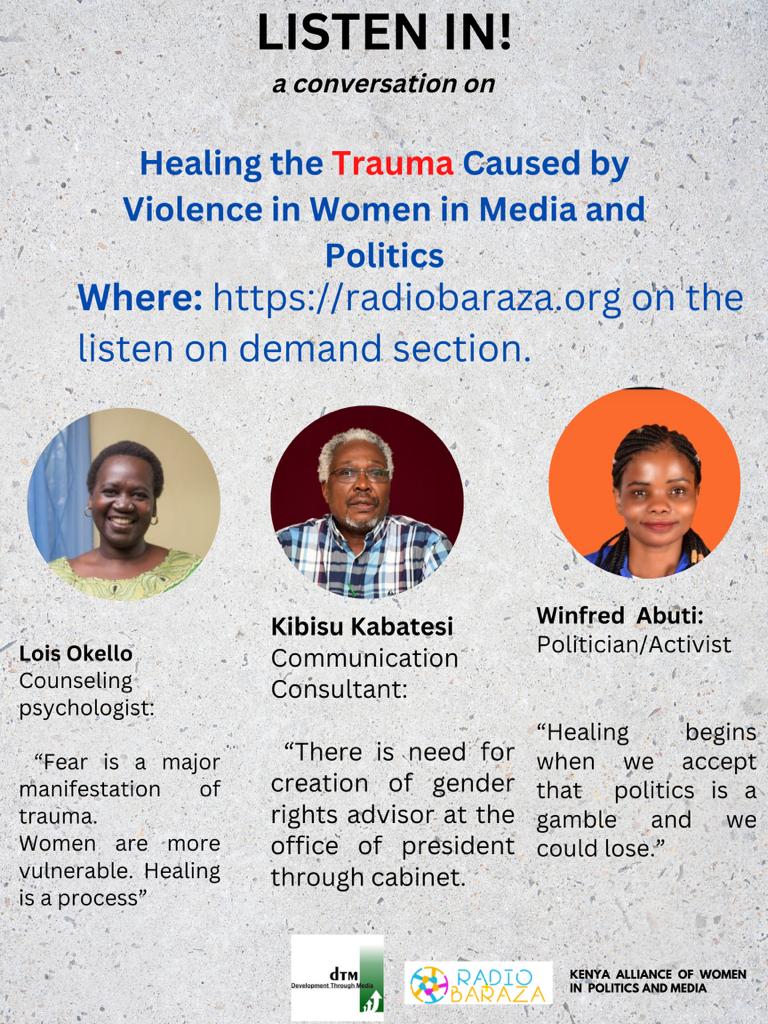 Jacinta Mutura (@jess_mutura) on Twitter photo Today's topic on healing trauma caused by violence against women airs now. Tune in.
radiobaraza.org/listen-live/
#VAWinmediaandpolitics
<a href="/dommieyambo/">Dommie Yambo Odotte #TheObservertoire</a> <a href="/dtn/">Donald</a> <a href="/NDI/">National Democratic Institute</a> <a href="/IWMF/">International Women's Media Foundation</a> Today's topic on healing trauma caused by violence against women airs now. Tune in.
radiobaraza.org/listen-live/
#VAWinmediaandpolitics
<a href="/dommieyambo/">Dommie Yambo Odotte #TheObservertoire</a> <a href="/dtn/">Donald</a> <a href="/NDI/">National Democratic Institute</a> <a href="/IWMF/">International Women's Media Foundation</a>
