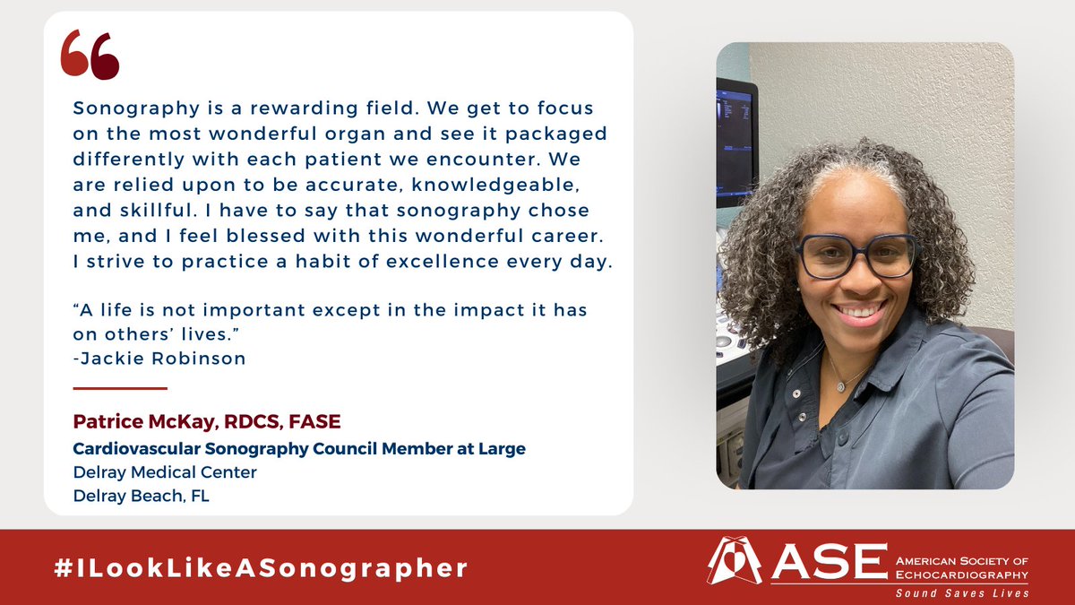 'We get to focus on the most wonderful organ and see it packaged differently with each patient we encounter.' @PatriceMcKay9 @DelrayMedCenter #ILookLikeASonographer #MUAM #EchoFirst