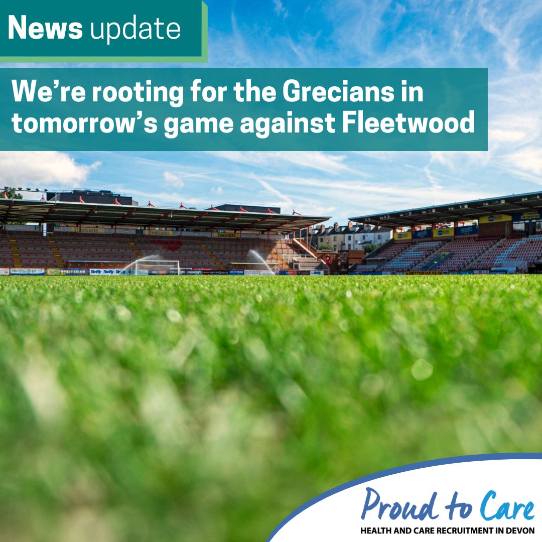 ⚽ <a href="/OfficialECFC/">Exeter City FC</a> are kindly supporting our efforts to raise awareness of the amazing job that social care workers in Devon are doing.

Tomorrow, the players are backing our campaign, to be Proud to Care. Read more: soc.devon.cc/6wjSe

<a href="/ProudtoCare/">Proud to Care - Health & Care Recruitment in Devon</a> | #ECFC