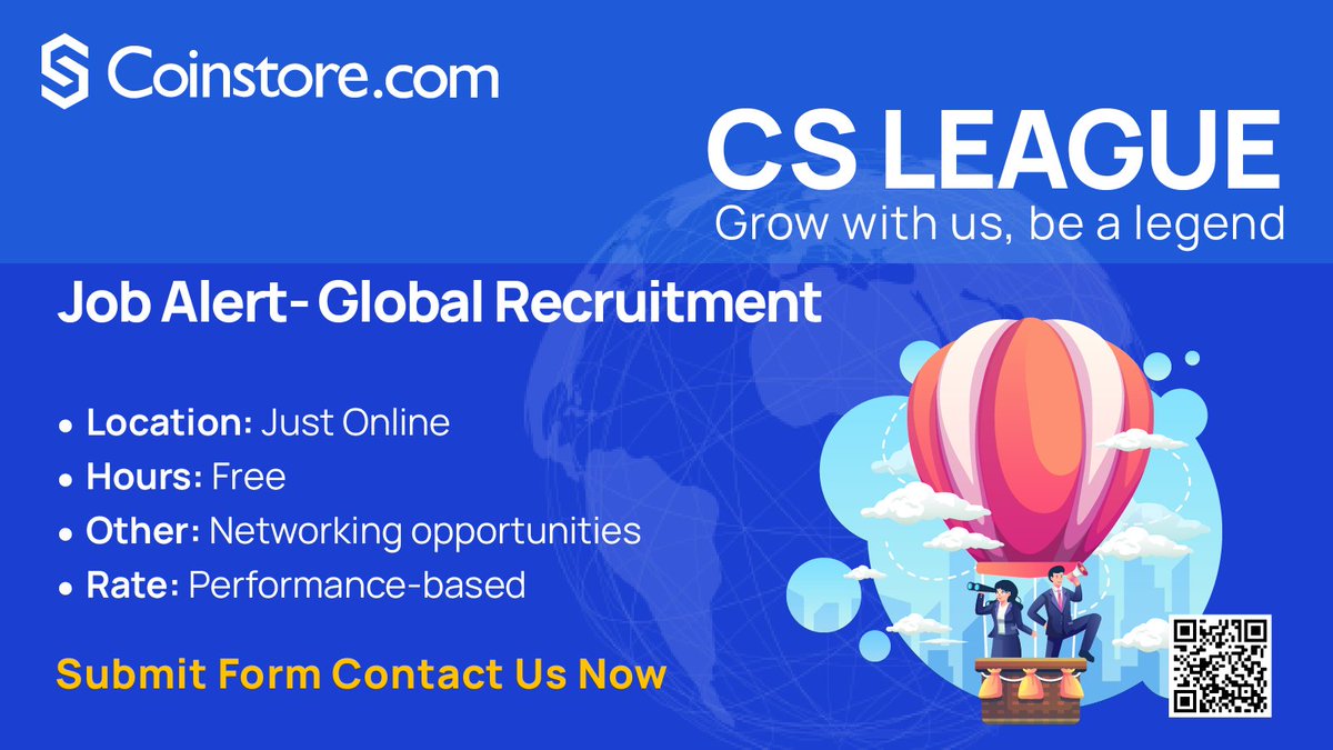 CoinstoreExc's tweet photo. CS LEAGUE GLOBAL RECRUITMENT IS NOW OPEN! 🫡

Work together with #Coinstore to grow your presence in the #CryptoWorld &amp; earn passive income + enjoy VIP benefits.

Register your interest here! 👇
https://t.co/DOFAolTp2u

#BeALegend #CSLeague https://t.co/xOSBuagRJK