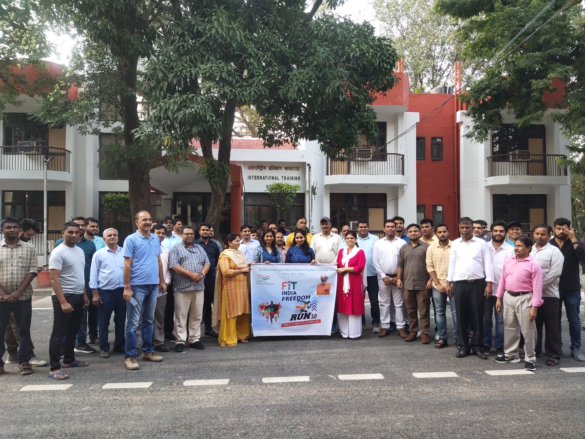 IcarIasri's tweet photo. Fit India Freedom Run 3.0 organised at ICAR-IASRI today i.e. 21st October 2022 #FitIndiaFreedomRun https://t.co/8PU47iKc8O