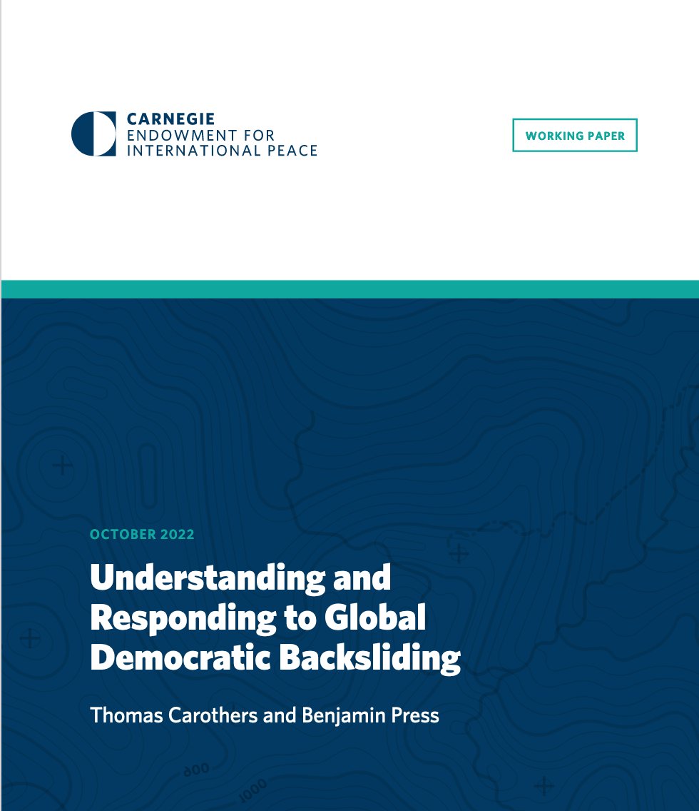 MilanV's tweet photo. New @CarnegieDCG paper by Tom Carothers and Ben Press presents a new typology of democratic backsliding around the world https://t.co/TkL1rYTfLH https://t.co/hGPu0fgQwd