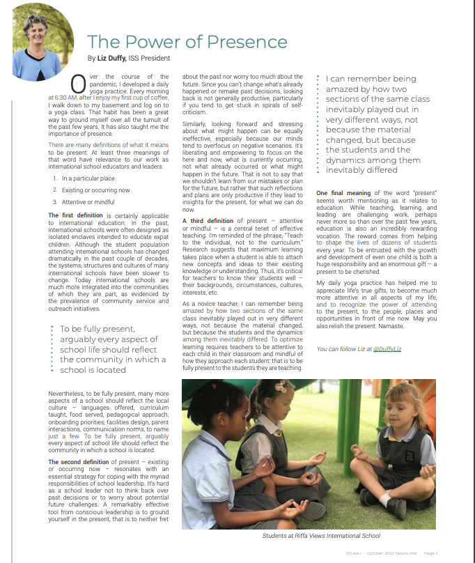 JoelJrLLABAN's tweet photo. Check out the new ISS Newslink in your mailbox where it has articles written by @identityshaper @teachwatts @DuffyLiz @kimberleydaly and many more; an interview with @naywheels, and an article on Learning to Action | @ISSCommunity #ISSEduLearn #ISSDEIJ #ISSEduRecruit #ISSOptimize https://t.co/1v9MkvJldS