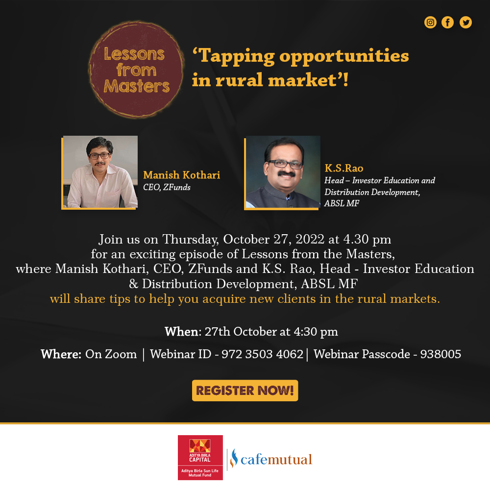 cafemutual's tweet photo. Register now : https://t.co/spuJ4rHhkm #Lessonsfrommasters @abslmf @zfundsapp @SRKoti https://t.co/9Wthq4p9Oe