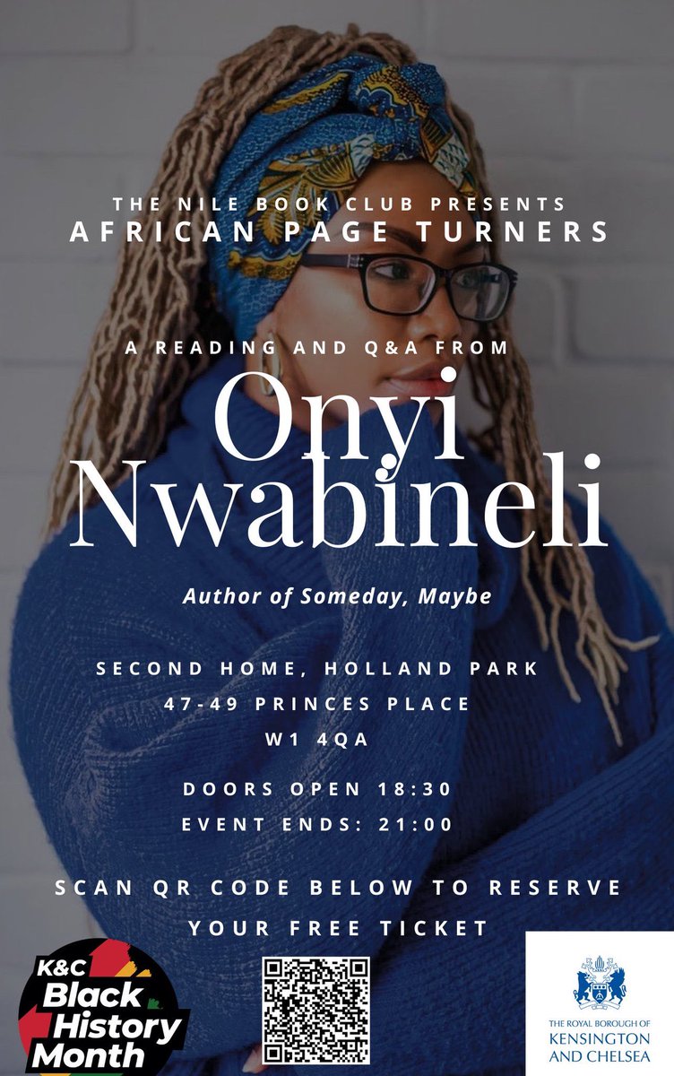 NileBookClub's tweet photo. @RBKC we are looking forward to our African inspired literature quiz and speaking to @OnyiWrites as part of Black History Month! Tickets still available: https://t.co/FphouaSdfT With support from @RBKC https://t.co/KcMnGfxeiH
