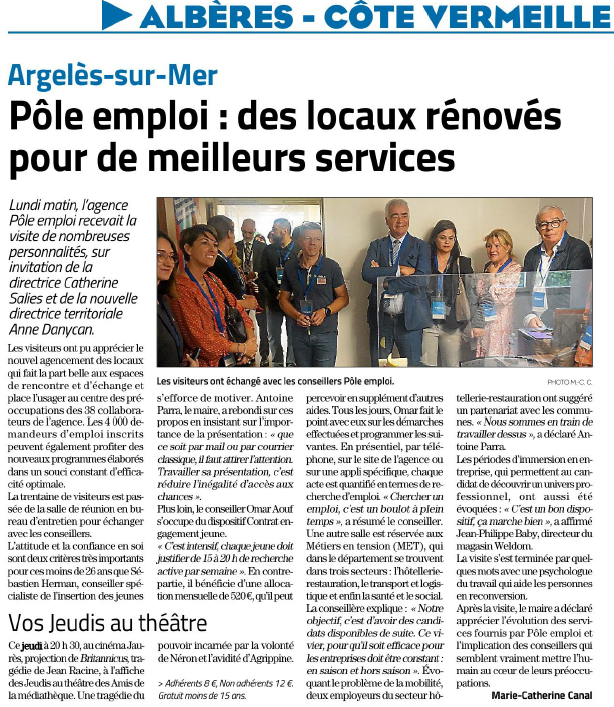 christophe_pe's tweet photo. #poleemploiargeles:👍L'inauguration de l'agence,👍 Un job dating 100% réussi avec le restaurant "#LaCoteVermeille" à Port-Vendres,👍Les Jeudis de l'emploi et son marché du travail,👍Avec #GRETA sur CLEA PIX pour une formation sur l'inclusion numérique. #argeles fort sur l'emploi. https://t.co/A4j2egPsF8