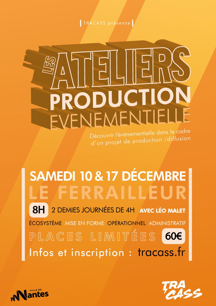 🎤 Les ateliers pédagogiques de #Tracass sont de retour en décembre 2022. 

Au programme ateliers MAO, Production événementielle et Communication social media dédiée au secteur culturel. 

🎟 Dates, infos et inscriptions : tracass.fr/ateliers-pedag…